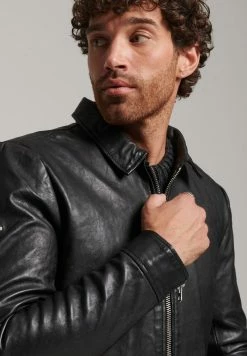 Superdry COACH - Leather Jacket - Black -Superdry Shop cbf78cb9cee34f0084cf72342a9249e0