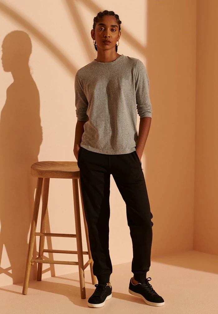 Superdry LONG SLEEVE - Long Sleeved Top - Frost Grey Marl 1 Superdry LONG SLEEVE - Long Sleeved Top - Frost Grey Marl