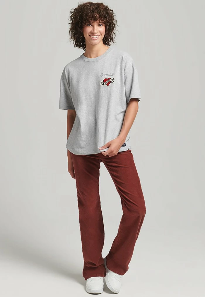 Superdry LOOSE FIT - Print T-shirt - Grey Marl 2 Superdry LOOSE FIT - Print T-shirt - Grey Marl - Image 2