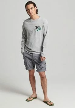 Superdry VINTAGE LOGO INTEREST - Long Sleeved Top - Athletic Grey Marl