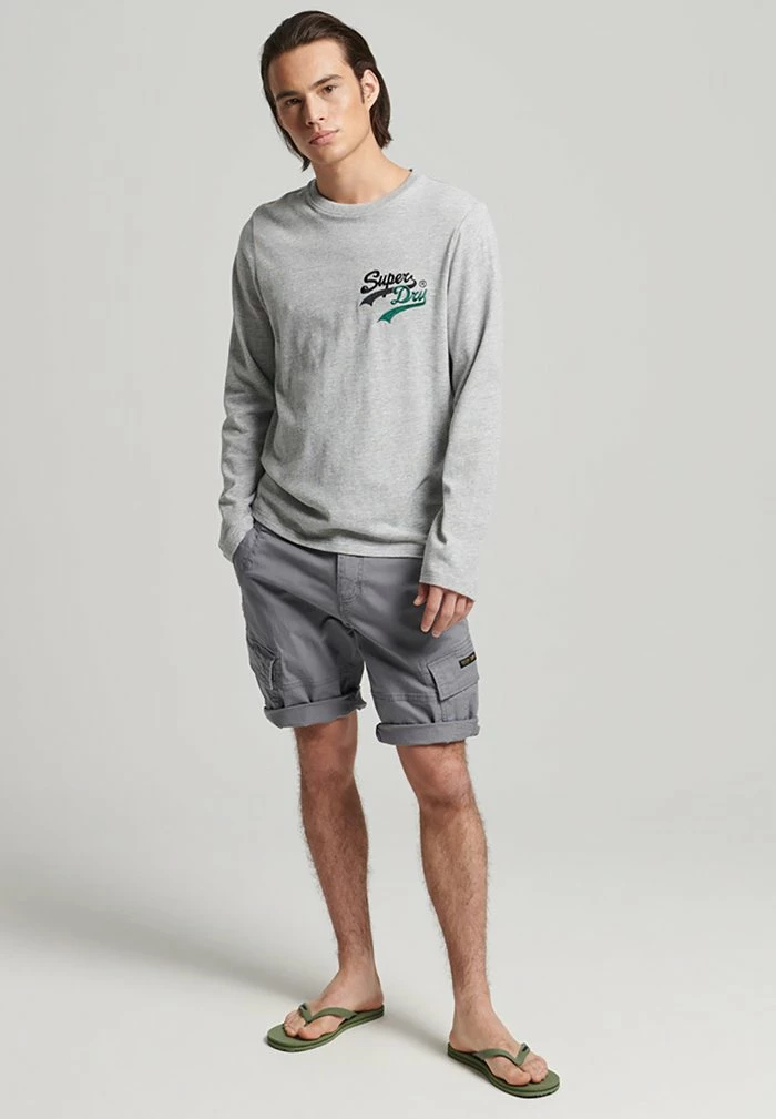 Superdry VINTAGE LOGO INTEREST - Long Sleeved Top - Athletic Grey Marl 1 Superdry VINTAGE LOGO INTEREST - Long Sleeved Top - Athletic Grey Marl