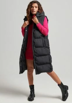 Alternative view of Superdry LONGLINE PADDED - Waistcoat - Black