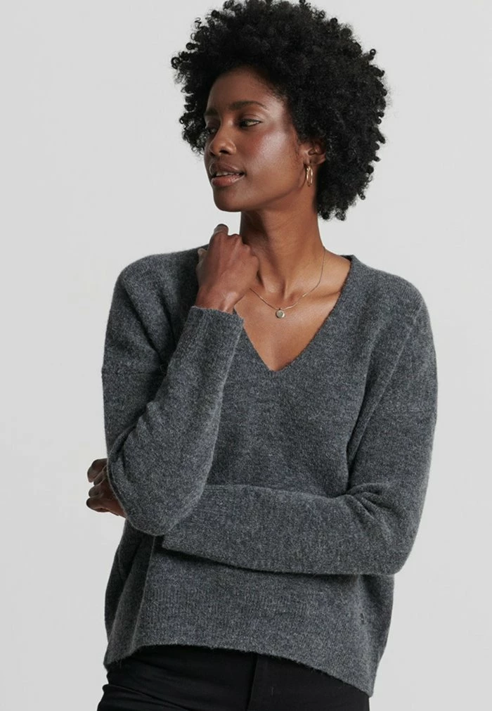 Superdry STUDIOS SLOUCH - Jumper - Tar Marl 1 Superdry STUDIOS SLOUCH - Jumper - Tar Marl