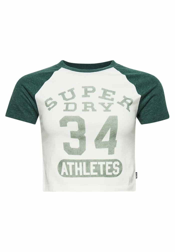 Superdry COLLEGE GRAPHIC CROPPED - Print T-shirt - Ecru Enamel Green 5 Superdry COLLEGE GRAPHIC CROPPED - Print T-shirt - Ecru Enamel Green - Image 5