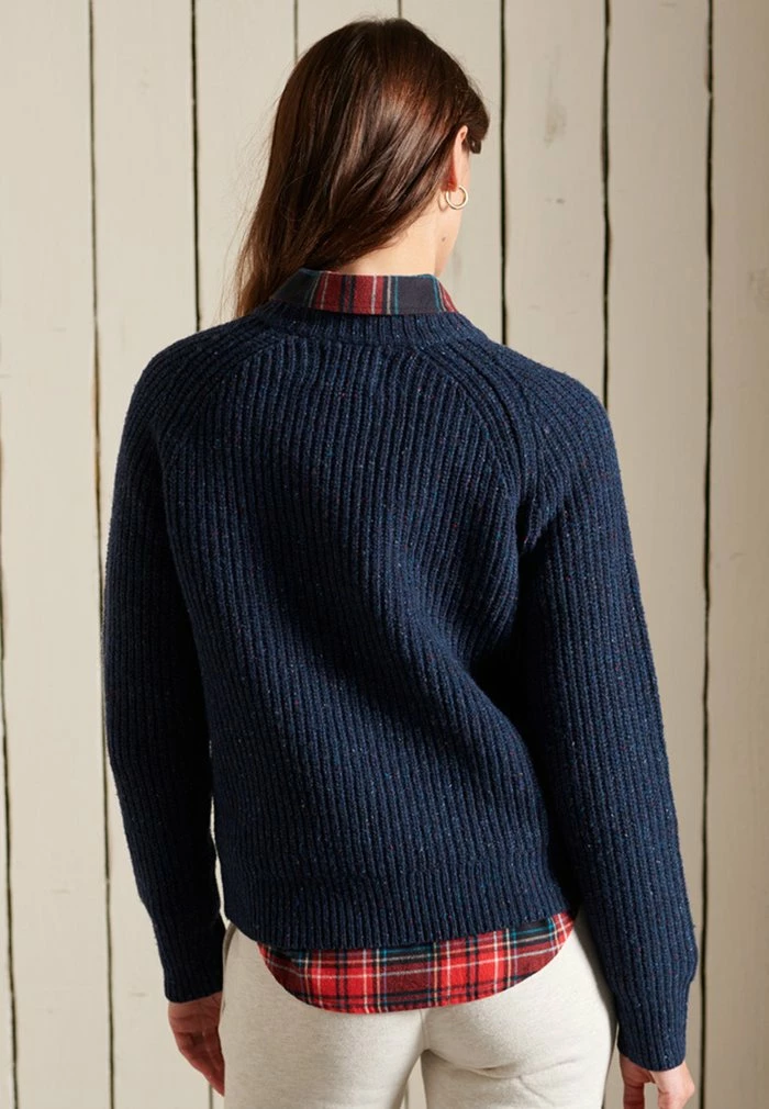 Superdry TWEED RIB CREW - Jumper - Deep Navy Tweed 2 Superdry TWEED RIB CREW - Jumper - Deep Navy Tweed - Image 2