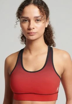 Superdry TRAINING ESSENTIAL - Bustier - Black Rebel Red Ombre