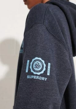 Superdry COLLEGE GRAPHIC - Hoodie - Blue Black Grindle -Superdry Shop cf749a8968c747108335e436131c5a13