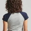 Superdry BASEBALL TINY - Print T-shirt - Athletic Grey Marl Rich Navy