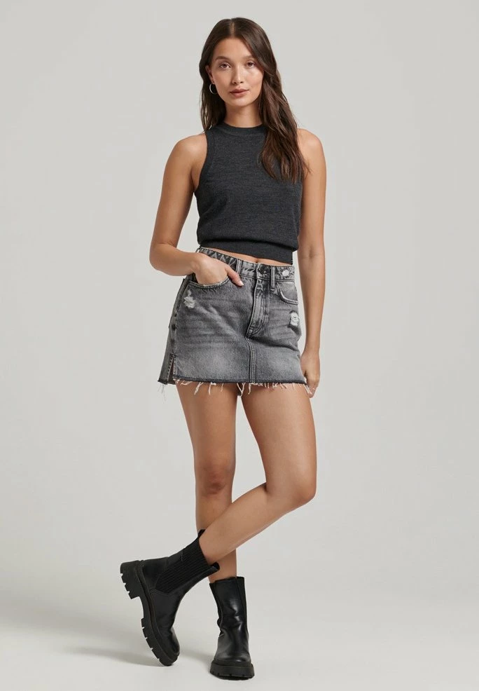 Superdry CREW NECK - Top - Dark Charcoal Marl 2 Superdry CREW NECK - Top - Dark Charcoal Marl - Image 2