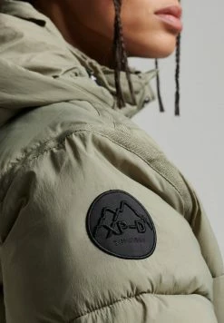 Superdry COCOON LONGLINE PUFFER - Winter Coat - Light Khaki -Superdry Shop d03751d68da541bf8f45e98031c46d0c