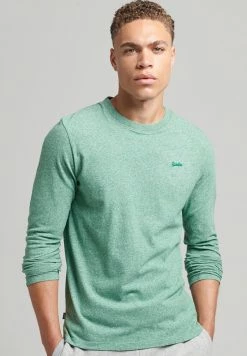 Superdry VINTAGE - Long Sleeved Top - Bright Green Grit