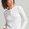 Superdry HENLEY - Long Sleeved Top - Optic