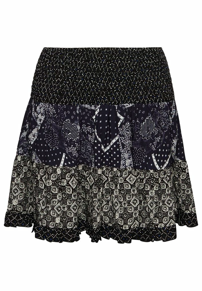 Superdry A-line Skirt - Indigo Black Block Print 4 Superdry A-line Skirt - Indigo Black Block Print - Image 4