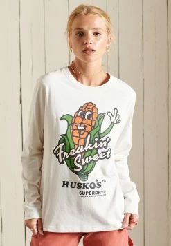 Superdry HERITAGE MOUNTAIN LONG SLEEVE - Long Sleeved Top - Ecru