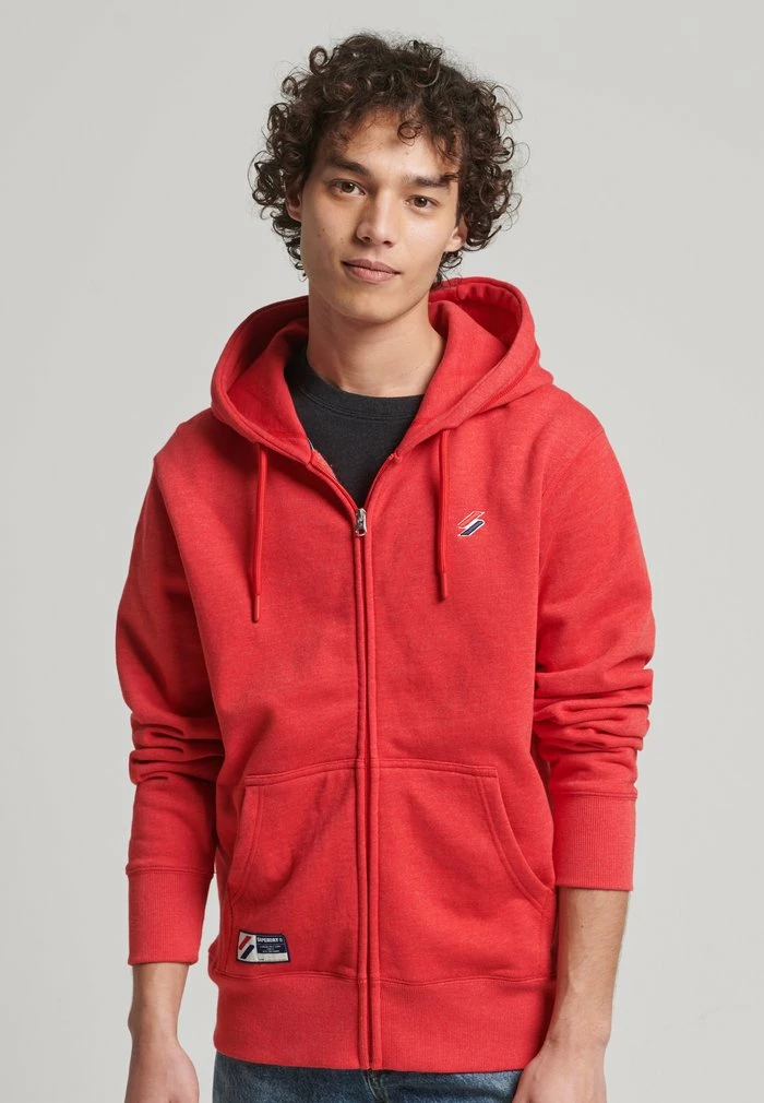 Superdry Zip-up Sweatshirt - Risk Red Marl 1 Superdry Zip-up Sweatshirt - Risk Red Marl