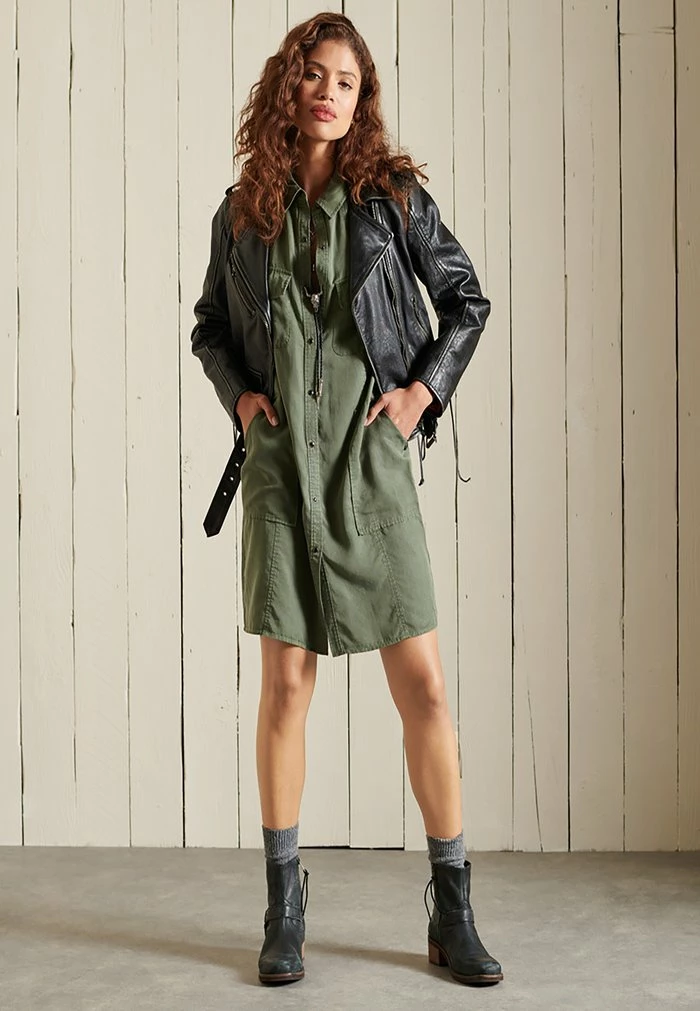 Superdry Shirt Dress - Thyme 1 Superdry Shirt Dress - Thyme