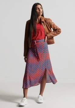 Superdry STUDIOS - A-line Skirt - Blue Paint Strokes