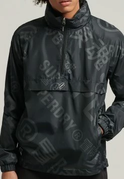Superdry CODE ESSENTIAL GRAPHIC OVERHEAD - Waterproof Jacket - Black Aop