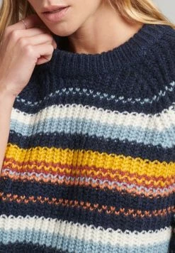 Superdry BRUSHED STRIPE CREW NECK - Jumper - Navy Mix Stripe -Superdry Shop d426173e35084930a02208cf7f56025a