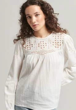 Superdry VINTAGE CUTWORK LONG SLEEVE - Blouse - Ecru