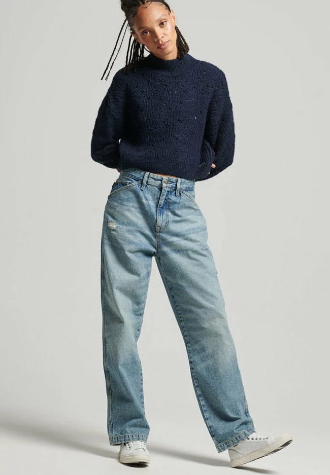 Superdry POINTELLE - Jumper - Deep Navy Marl 2 Superdry POINTELLE - Jumper - Deep Navy Marl - Image 2