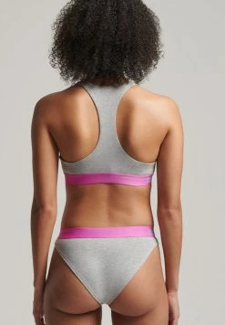 Superdry Bikini Bottoms - Grey Lolly Pink