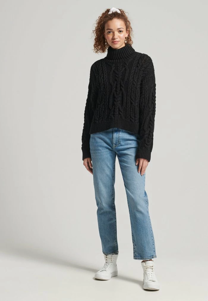 Superdry VINTAGE HIGH NECK - Jumper - Black 2 Superdry VINTAGE HIGH NECK - Jumper - Black - Image 2