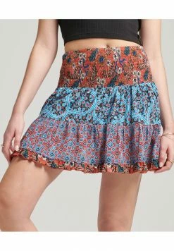 Superdry A-line Skirt - Rust Block Print