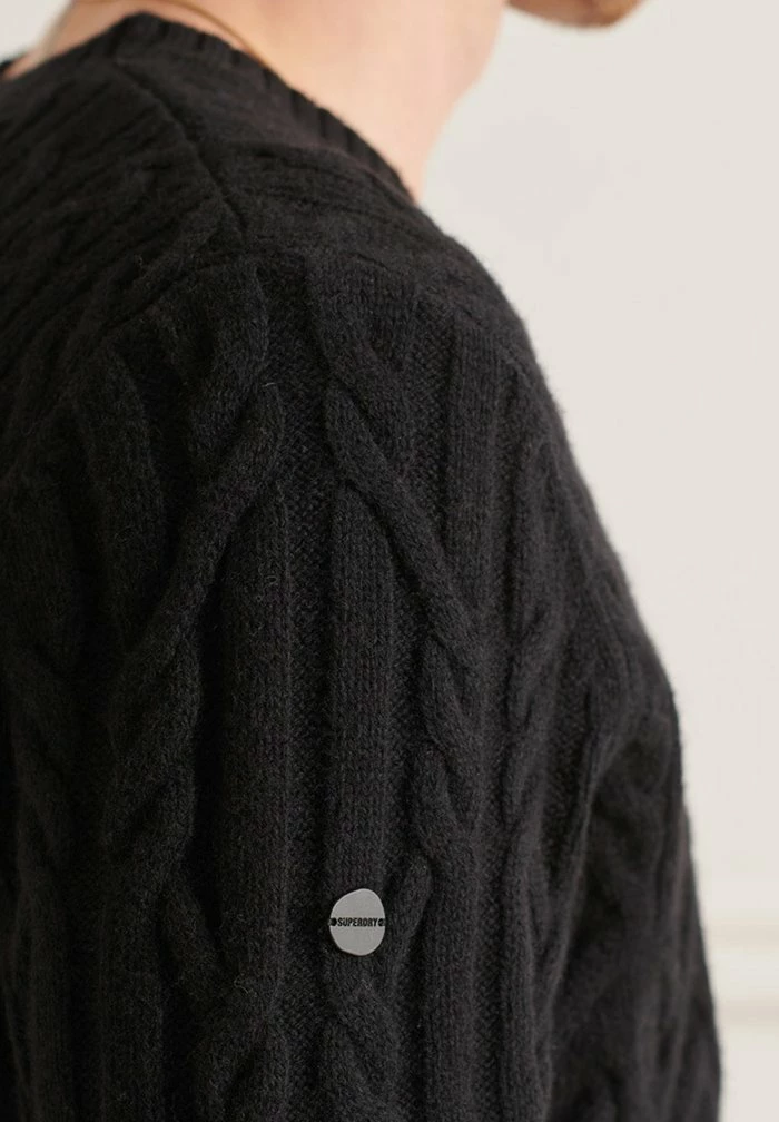 Superdry STUDIOS CABLE - Jumper - Black 3 Superdry STUDIOS CABLE - Jumper - Black - Image 3