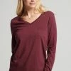 Superdry LONG SLEEVE POCKET - Long Sleeved Top - Deep Port