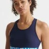 Superdry TRAINING CORE CROSS - Bustier - Rich Navy Aqua