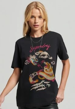 Superdry VINTAGE SUIKA - Print T-shirt - Heavy Amp Black
