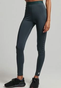 Superdry TRAIN BRANDED ELASTIC - Leggings - Trousers - Eagle Green