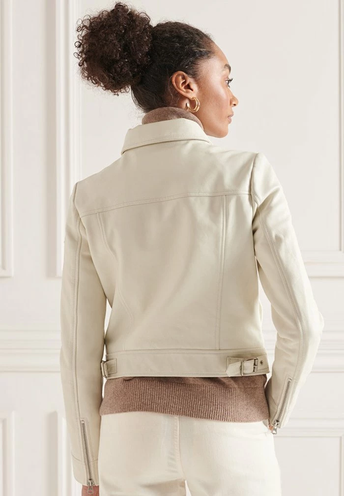 Superdry Leather Jacket - Off White 3 Superdry Leather Jacket - Off White - Image 3