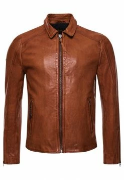 Superdry Leather Jacket - Washed Tan