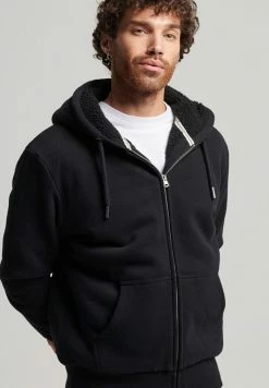 Superdry BORG - Zip-up Sweatshirt - Black