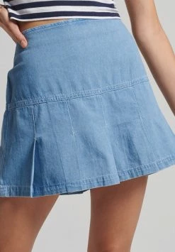 Superdry VINTAGE - A-line Skirt - Super Light Blue Wash