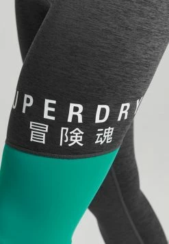 Superdry TRAINING GRAPHIC - Leggings - Trousers - Charcoal Marl Teal Blue -Superdry Shop d95e0b6f833c4629972671bba754735b