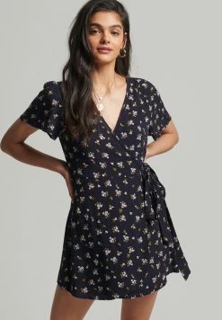Superdry VINTAGE MINI WRAP - Day Dress - Navy Floral