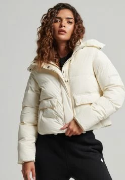 Superdry TRAIN BOXY PUFFER - Winter Jacket - Riff White