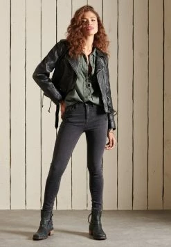 Superdry HIGH RISE - Jeans Skinny Fit - Wolcott Black Stone