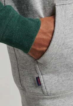 Superdry VINTAGE LOGO BASEBALL - Hoodie - Athletic Grey Marl Campus Green Marl -Superdry Shop daebfc8a237f45399d683ddd80d04ce1