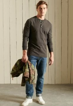 Superdry LONG SLEEVE - Long Sleeved Top - Vintage Black