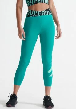 Superdry Leggings - Trousers - Teal Blue