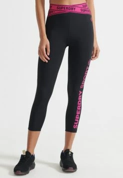 Superdry Leggings - Trousers - Black Raspberry Sorbet
