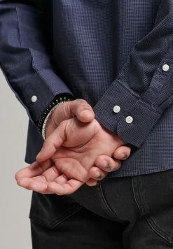 Superdry MICRO CHECK - Shirt - Eclipse Navy Grey -Superdry Shop ddf8ca5376c648329ec5da9edfebfe4d