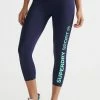 Superdry Leggings - Trousers - Rich Navy Hot Mint
