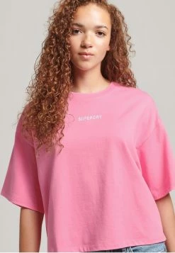 Superdry CODE MICRO LOGO - Print T-shirt - Marne Pink