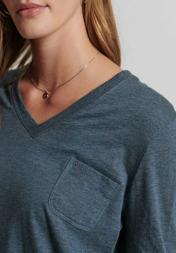 Superdry LONG SLEEVE POCKET - Long Sleeved Top - Blue 3 Superdry LONG SLEEVE POCKET - Long Sleeved Top - Blue - Image 3