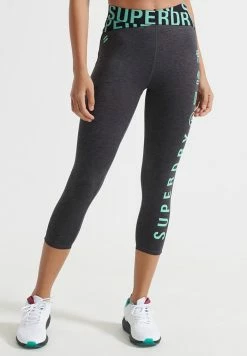 Superdry Leggings - Trousers - Charcoal Marl Hot Mint